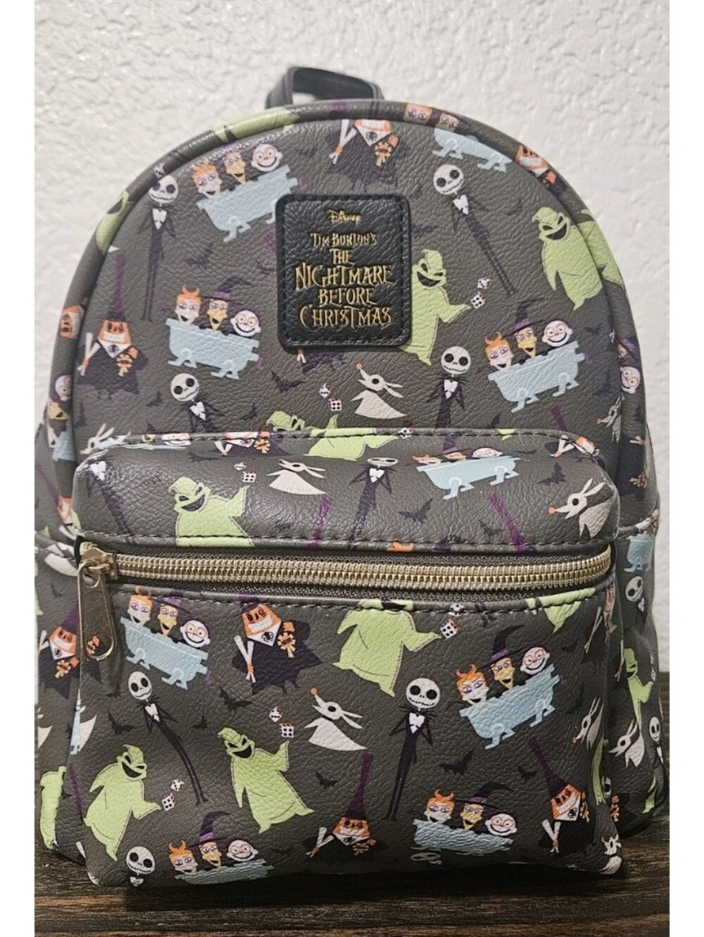 Loungefly The Nightmare Before Christmas Mini Backpack - Gray with Green Accents